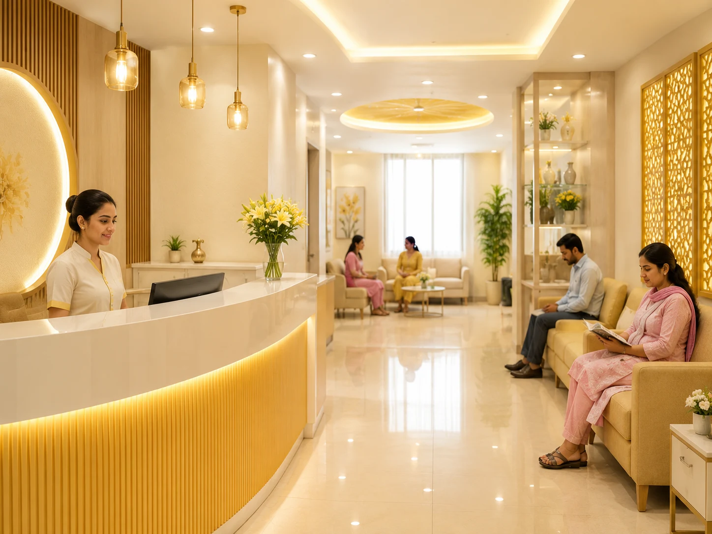 modern hospital reception VISWAS Gynec Hospital maternity care